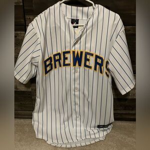 Brewers Braun Majestic White Jersey